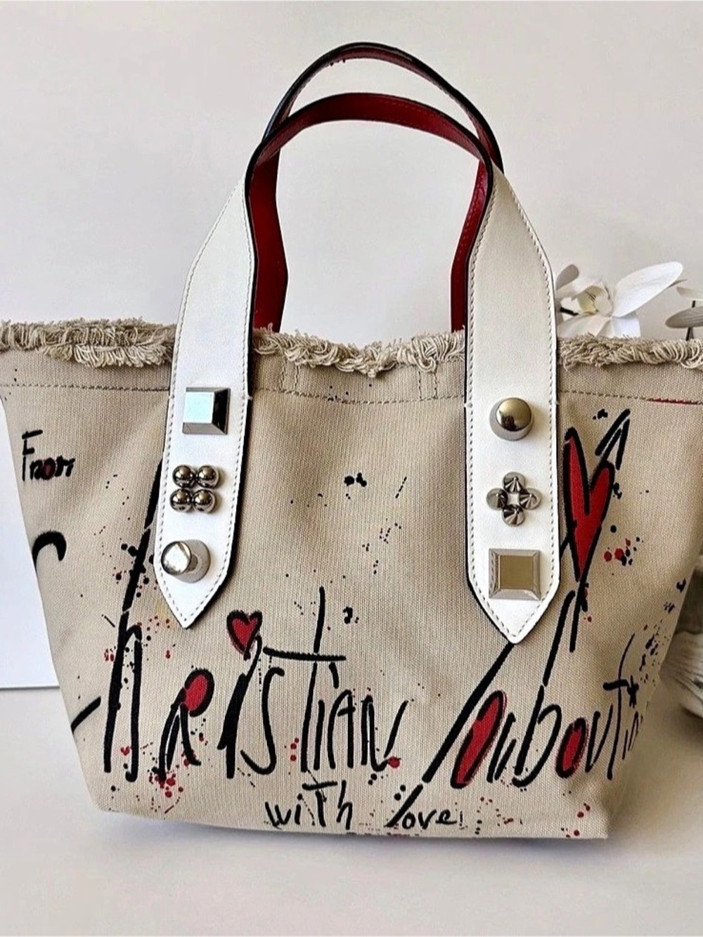 Christian Louboutin Frangibus Medium Graffiti Canvas Tote Bag